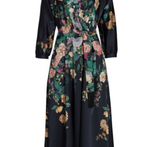Teri Jon Floral Maxi Dress with Sleeves Size 10 - Picture 2 of 8